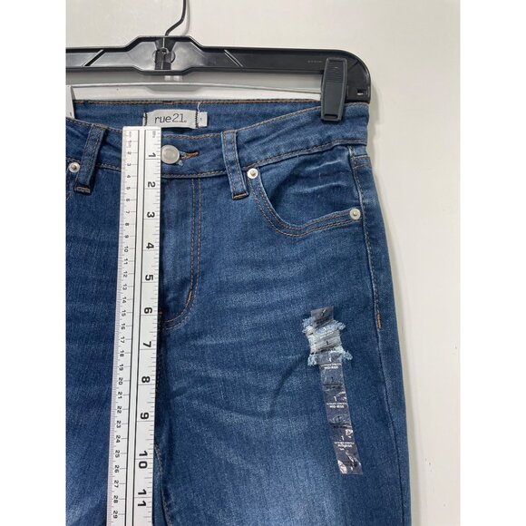 Rue 21 - Women's Ultimate Stretch Mid-Rise - Boot Jeans Distressed - Blue - 1 - Picture 5 of 15